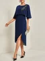 Damen Abendkleid Chiffon Elegant Stickerei Sommerkleid Festliche Midikleid