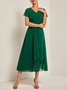 V-Ausschnitt Elegant Chiffon Unifarben Kleid