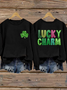 Damen Kleeblatt Rundhals Lässig Frühling/Herbst Langarm Sweatshirt