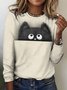 Damen Kariert Langarm T-Shirts T-Shirt Rundhals Retro Frühling/Herbst Oberteile