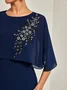Damen Abendkleid Chiffon Elegant Stickerei Sommerkleid Festliche Midikleid