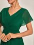 V-Ausschnitt Elegant Chiffon Unifarben Kleid
