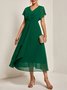 V-Ausschnitt Elegant Chiffon Unifarben Kleid