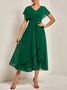 V-Ausschnitt Elegant Chiffon Unifarben Kleid