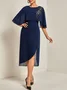 Damen Abendkleid Chiffon Elegant Stickerei Sommerkleid Festliche Midikleid