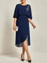 Damen Abendkleid Chiffon Elegant Stickerei Sommerkleid Festliche Midikleid
