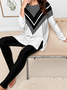 Damen Jersey Geometrisch Täglich Ausgehen Zwei Stücke Set Langarm Lässig Frühling/Herbst Bluse mit Hose Matching Set
