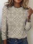 Damen Langarm T-Shirts T-Shirt Frühling/Herbst Kariert Baumwolle Rundhals Täglich Ausgehen Retro Oberteile