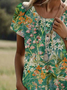 Damen Kurzarm Sommer Geblümt Kleid Rundhals Täglich Ausgehen Lässig Midi H-Linie T-Shirt-Kleid
