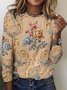 Damen Langarm T-Shirts T-Shirt Frühling/Herbst Kariert Rundhals Retro Oberteile