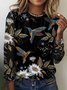 Damen Kariert Langarm T-Shirts T-Shirt Rundhals Retro Frühling/Herbst Oberteile