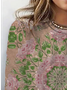Damen Langarm T-Shirts T-Shirt Frühling/Herbst Geblümt Baumwolle Rundhals Täglich Ausgehen Lässig Oberteile