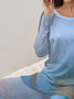 Damen Jersey Abstrakt Täglich Ausgehen Zwei Stücke Set Langarm Lässig Frühling/Herbst Bluse mit Hose Matching Set