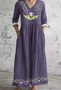 Damen Langarm Frühling/Herbst Geblümt Kleid V-Ausschnitt Täglich Ausgehen Retro Maxikleid Passen & Flare Kleid A-Linien-Kleid