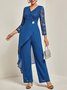 Weit Elegant Rundhals Unifarben Zweiteiliges Set
