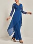 Weit Elegant Rundhals Unifarben Zweiteiliges Set