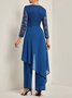 Weit Elegant Rundhals Unifarben Zweiteiliges Set