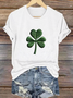 Damen Kurzarm T-Shirts T-Shirt Sommer Blätter Print Rundhals Lässig Oberteile