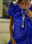 Damen Kurzarm Sommer Abstrakt Kleid Rundhals Täglich Ausgehen Lässig Midi H-Linie T-Shirt-Kleid