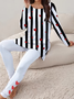 Damen Print Gestreift Täglich Ausgehen Zwei Stücke Set Langarm Lässig Frühling/Herbst Bluse mit Hose Matching Set