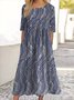 Damen Geblümt Dreiviertelärmel Frühling/Herbst Kleid Rundhals Täglich Lässig Maxikleid Passen & Flare Kleid A-Linien-Kleid