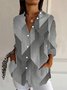 Damen Langarm Bluse Frühling/Herbst Geometrisch Hemdkragen Täglich Ausgehen Lässig Oberteile