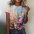 Damen Kurzarm T-Shirts T-Shirt Sommer Geblümt Rundhals Lässig Oberteile