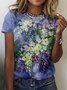 Damen Kurzarm T-Shirts T-Shirt Sommer Geblümt Rundhals Lässig Oberteile