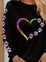 Damen Langarm T-Shirts T-Shirt Frühling/Herbst Valentinstag Rundhals Lässig Oberteile