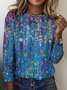 Damen Langarm T-Shirts T-Shirt Frühling/Herbst Geblümt Rundhals Lässig Oberteile