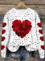Damen Rundhals Polka Dots Print Lässig Frühling/Herbst Langarm Sweatshirt