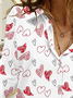 Damen Langarm Bluse Frühling/Herbst Herz/Herz Print Hemdkragen Täglich Ausgehen Lässig Oberteile