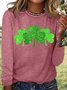 Damen Langarm T-Shirts T-Shirt Frühling/Herbst Kleeblatt Rundhals Retro Oberteile