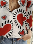 Damen Langarm Bluse Frühling/Herbst Herz/Herz Print Hemdkragen Täglich Ausgehen Lässig Oberteile