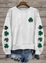 Damen Rundhals Kleeblatt Print Lässig Frühling/Herbst Langarm Sweatshirt
