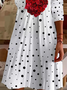 Damen Langarm Sommer Polka Dots Print Kleid V-Ausschnitt Täglich Ausgehen Lässig Midi Tunika A-Linien-Kleid