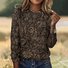 Damen Langarm T-Shirts T-Shirt Frühling/Herbst Kariert Rundhals Retro Oberteile