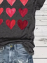 Damen Kurzarm T-Shirts T-Shirt Sommer Herz/Herz Print Rundhals Lässig T-Shirt mit Grafik Oberteile