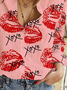 Damen Langarm Bluse Frühling/Herbst Textbriefe Print Hemdkragen Täglich Ausgehen Lässig Oberteile