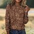 Damen Langarm T-Shirts T-Shirt Frühling/Herbst Kariert Rundhals Retro Oberteile