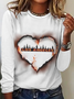 Damen Langarm T-Shirts T-Shirt Frühling/Herbst Herz/Herz Rundhals Lässig Oberteile