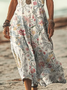 Damen Kurzarm Sommer Geblümt Print Kleid V-Ausschnitt Täglich Ausgehen Lässig Maxikleid T-Shirt-Kleid H-Linie Kleid