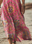 Damen Kurzarm Sommer Geblümt Print Kleid V-Ausschnitt Täglich Ausgehen Lässig Maxikleid T-Shirt-Kleid H-Linie Kleid