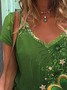 Damen Kurzarm T-Shirts T-Shirt Sommer Stern Print V-Ausschnitt Lässig T-Shirt mit Grafik Oberteile