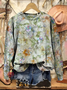Damen Rundhals Geblümt Print Lässig Frühling/Herbst Langarm Sweatshirt
