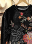 Damen Rundhals Geblümt Print Lässig Frühling/Herbst Langarm Sweatshirt