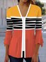 Damen Frühling/Herbst Oberbekleidung Lässig Gestreift Jersey Schal Jacke
