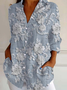 Damen Langarm Bluse Frühling/Herbst 3d Drucken Hemdkragen Täglich Ausgehen Retro Oberteile