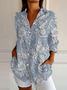 Damen Langarm Bluse Frühling/Herbst 3d Drucken Hemdkragen Täglich Ausgehen Retro Oberteile