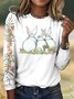 Damen Langarm T-Shirts T-Shirt Frühling/Herbst Kariert Rundhals Retro Oberteile